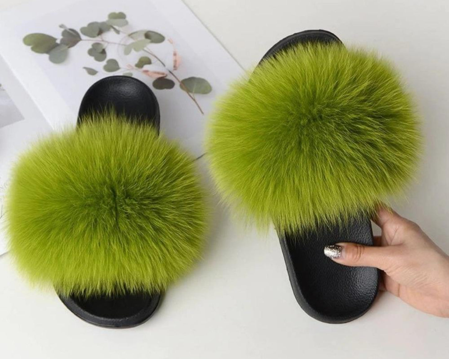 Women Luxury Fox Fur Slippers - Easy Pickins Store