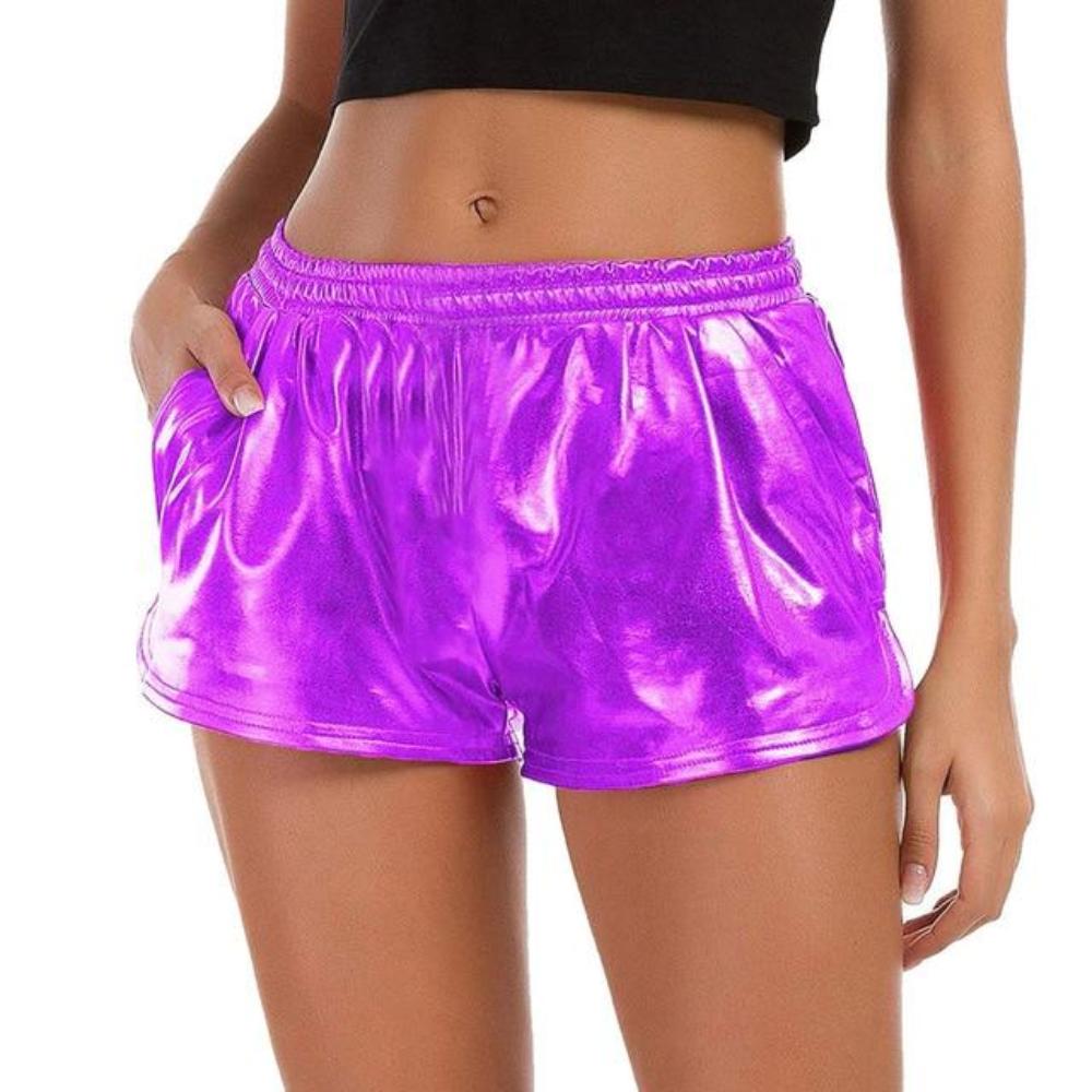 Women Short Fashion High Waist Sport Shorts Shiny Metallic short Casual - Easy Pickins Store