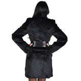 Womens Faux Fox Fur Mid Long Thick Luxury Jacket Black - Easy Pickins Store