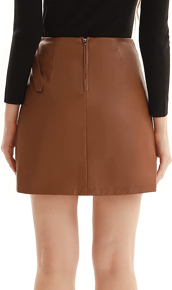Women's Faux Leather Pencil Elegant High Waist Split Skirt - Easy Pickins Store