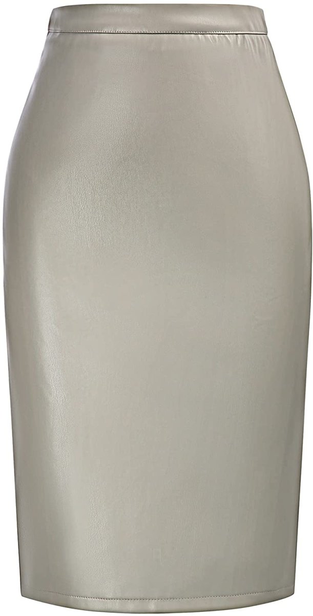 Women's Faux Leather Pencil Elegant High Waist Split Skirt - Easy Pickins Store