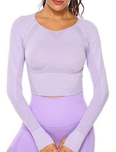 Capreze Workout Yoga Tops for Women Crop Top Compression Long Sleeve  Fitness Athletic Yoga Sports Shirt