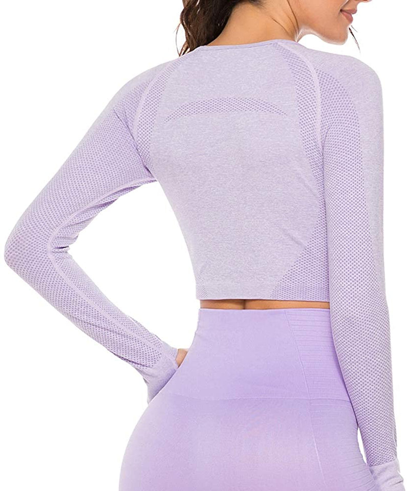 Women's Yoga Gym Crop Top Compression Workout Athletic Short/Long Sleeve Shirt - Easy Pickins Store