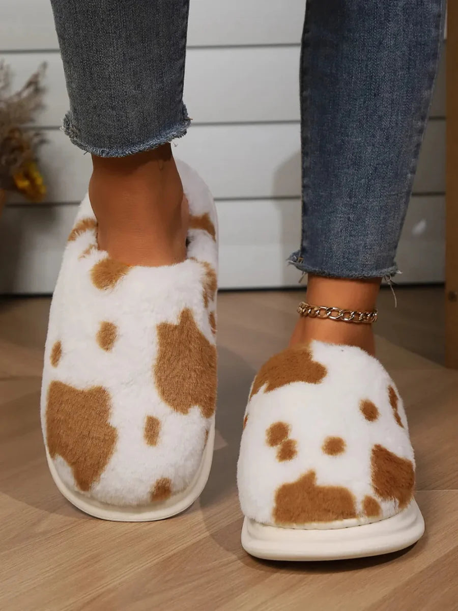 Animal Print Faux Fur Slippers - Easy Pickins Store