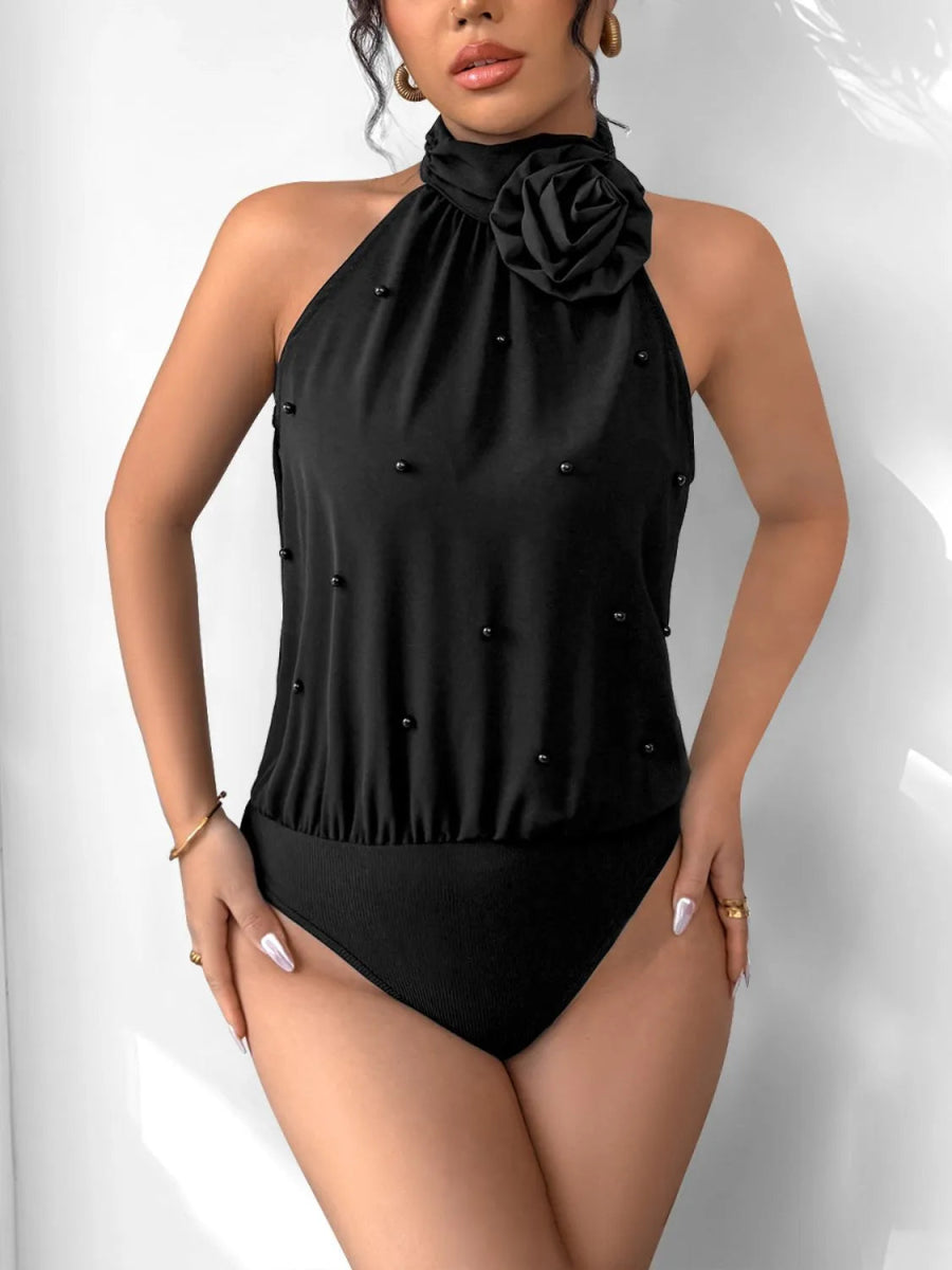 3D Flower Grecian Neck Bodysuit - Easy Pickins Store