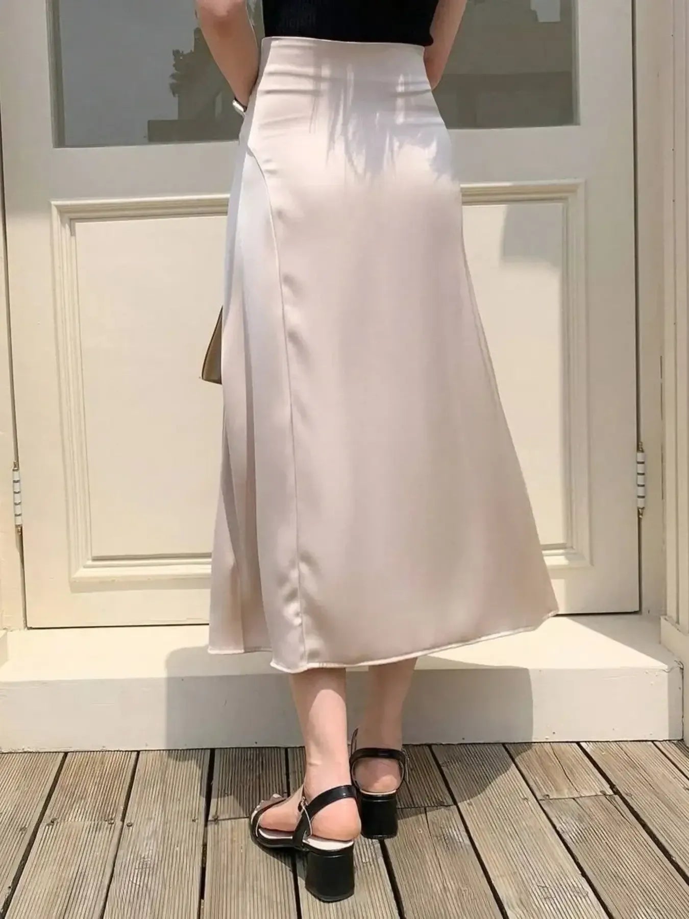 Asymmetric Wrap Midi Skirt with Fluted Hem | Easy Pickins