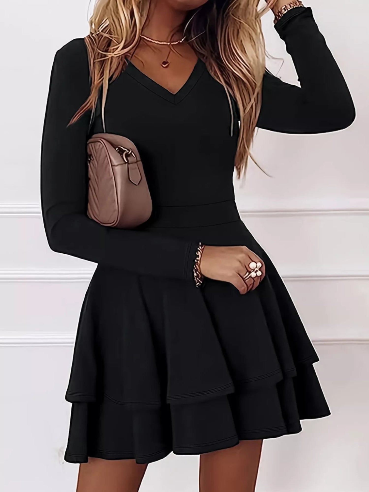 Black long-sleeve dress
