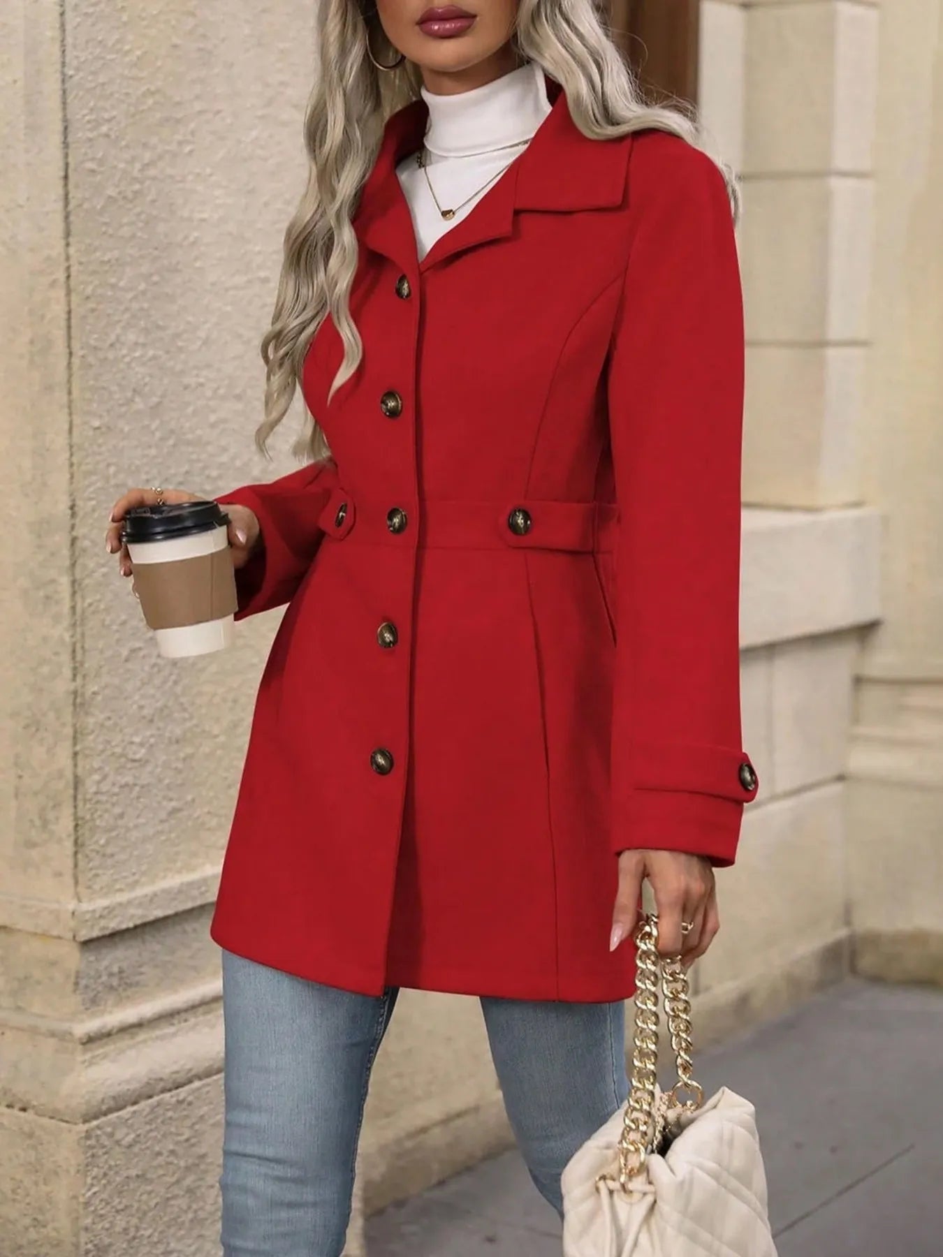 Button Up Long Sleeve Coat | Easy Pickins