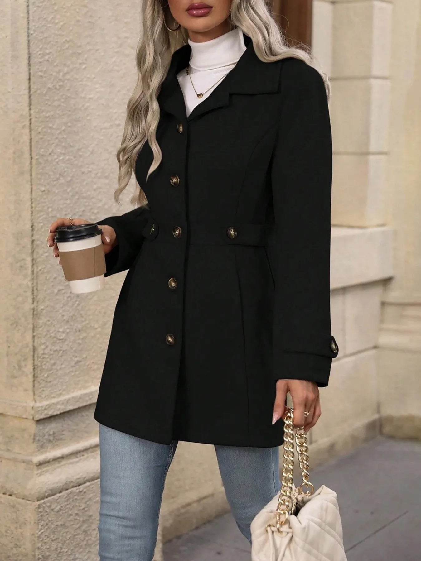 Button Up Long Sleeve Coat | Easy Pickins