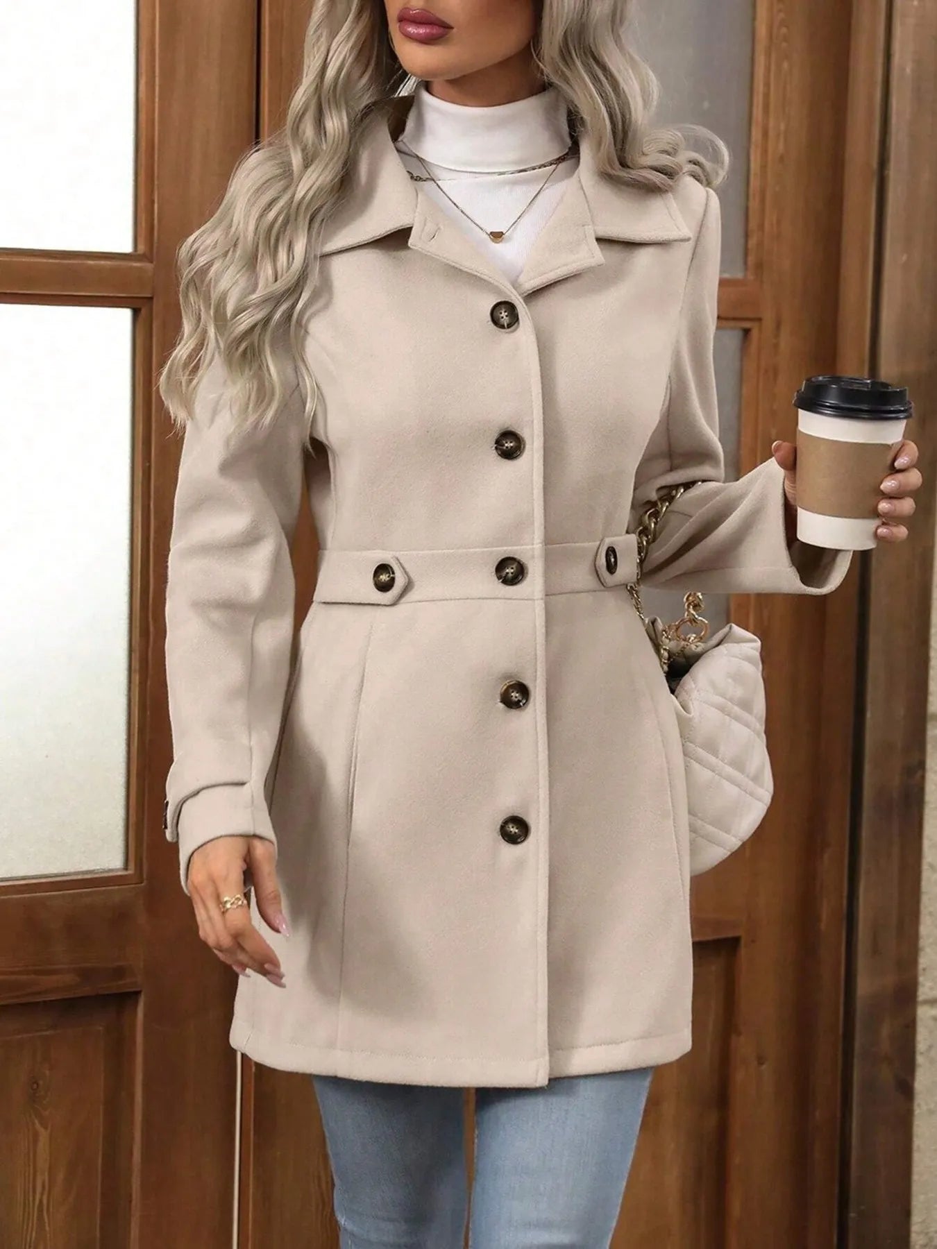 Button Up Long Sleeve Coat | Easy Pickins