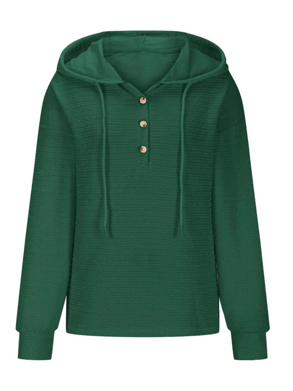 Drawstring Quarter Button Long Sleeve Hoodie | Easy Pickins