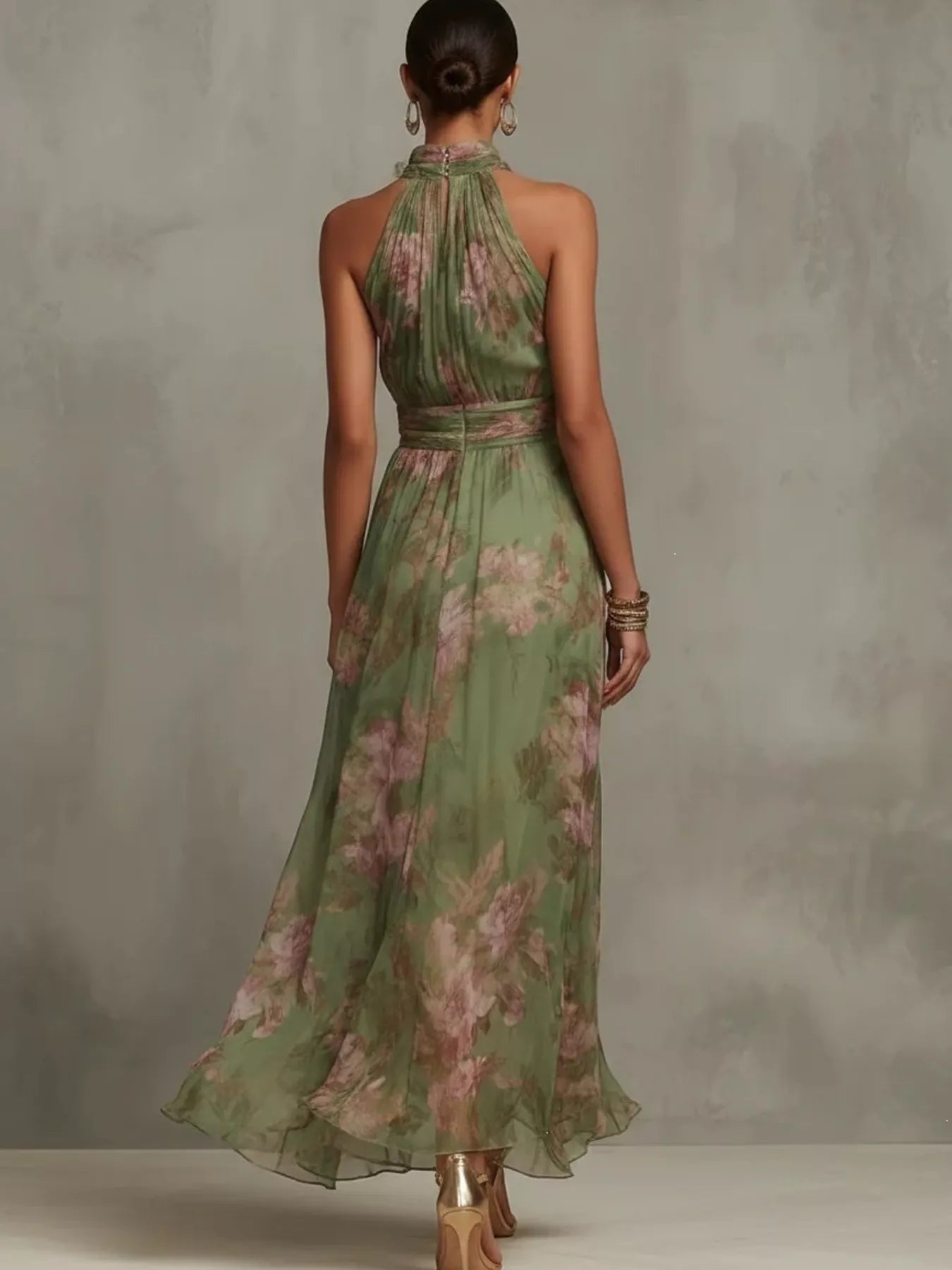 Floral Print Sleeveless Maxi Dress
