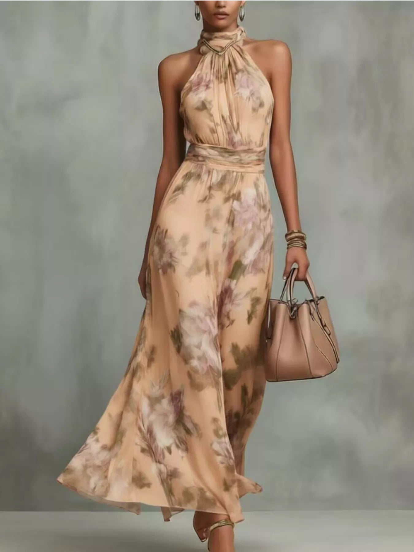 Floral Print Sleeveless Maxi Dress