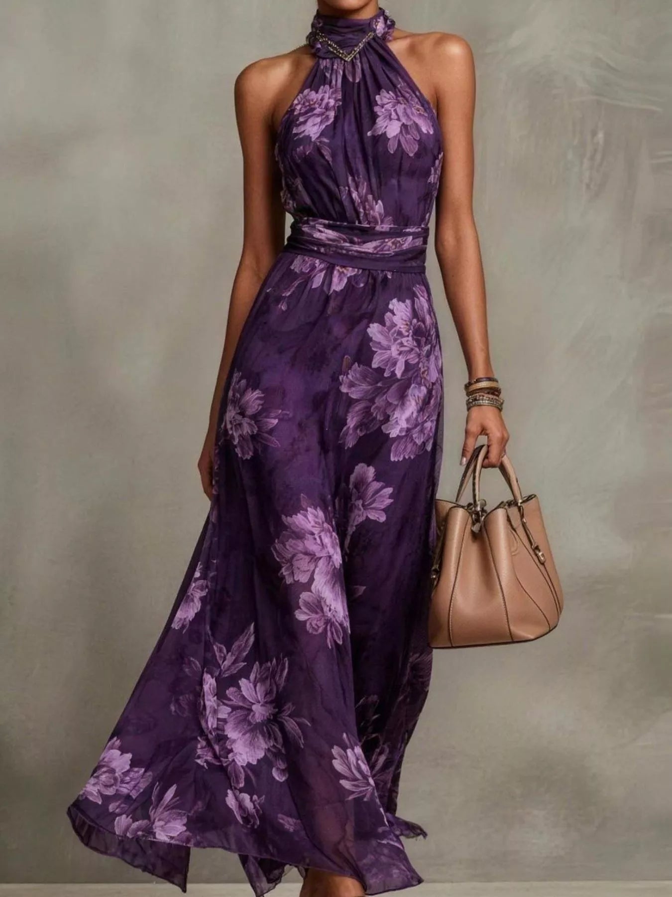 Floral Print Sleeveless Maxi Dress