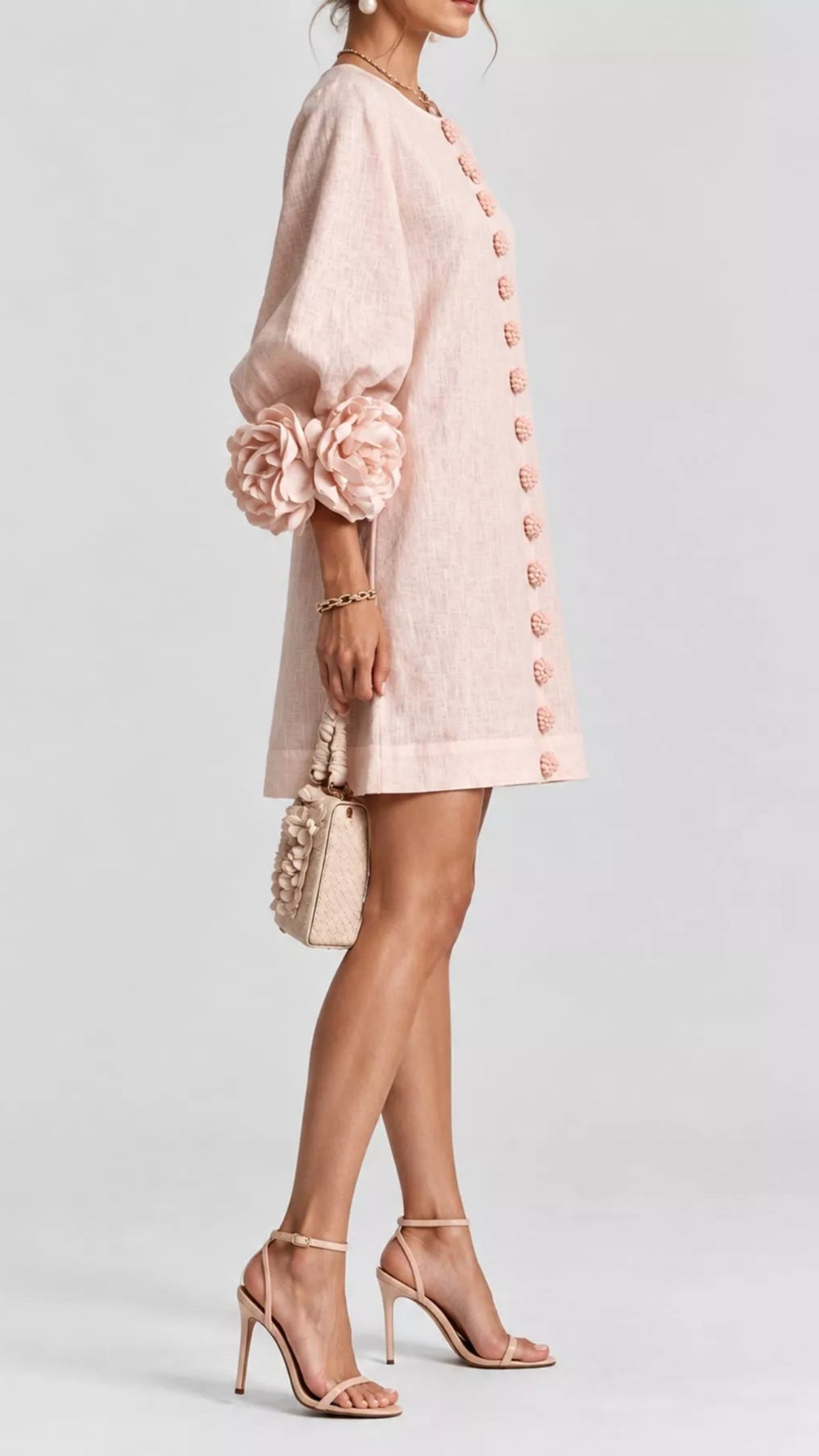 Floral Sleeve Accents Mini Dress