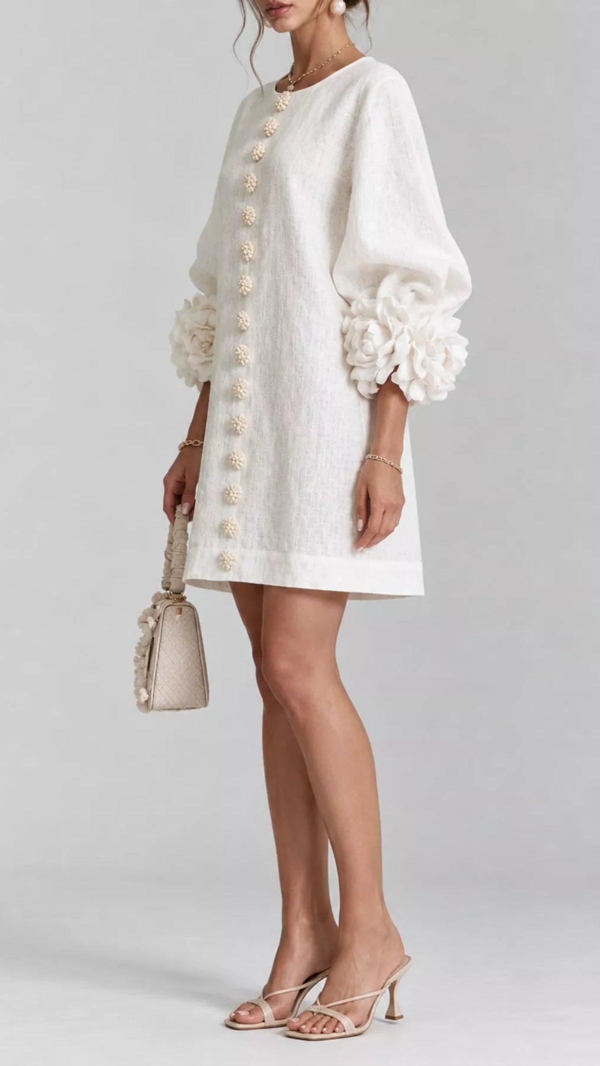 Floral Sleeve Accents Mini Dress