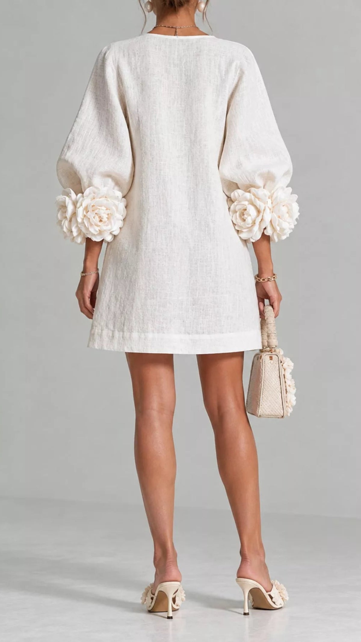 Floral Sleeve Accents Mini Dress