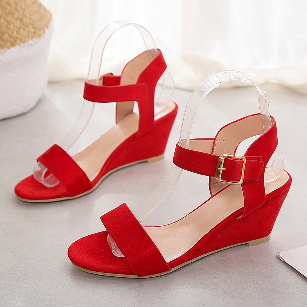 Platform High Heels Buckle Strap Roman Sandals Wedges - Easy Pickins Store