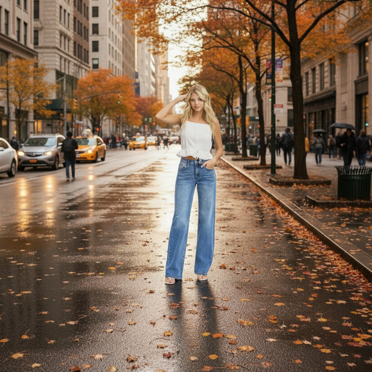 High Street Baggy Straight High Waisted Jeans - Easy Pickins Store