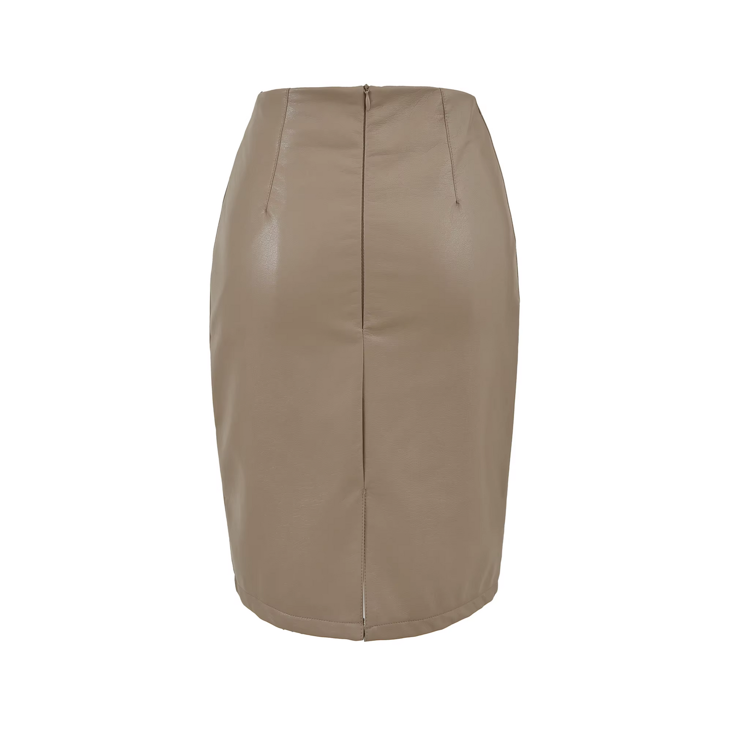 Women's Faux Leather Pencil Elegant High Waist Split Skirt