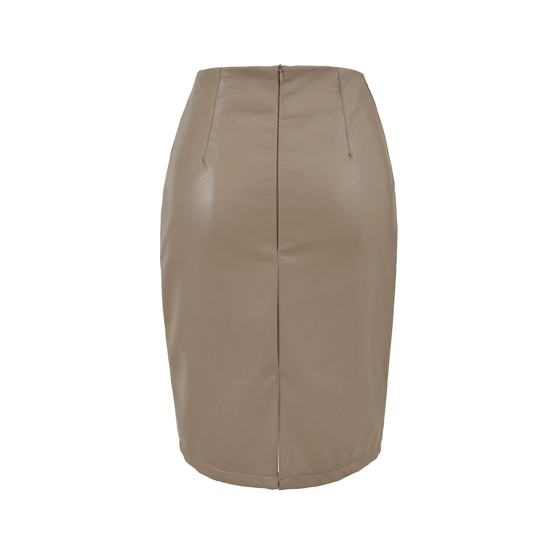 Women's Faux Leather Pencil Elegant High Waist Split Skirt