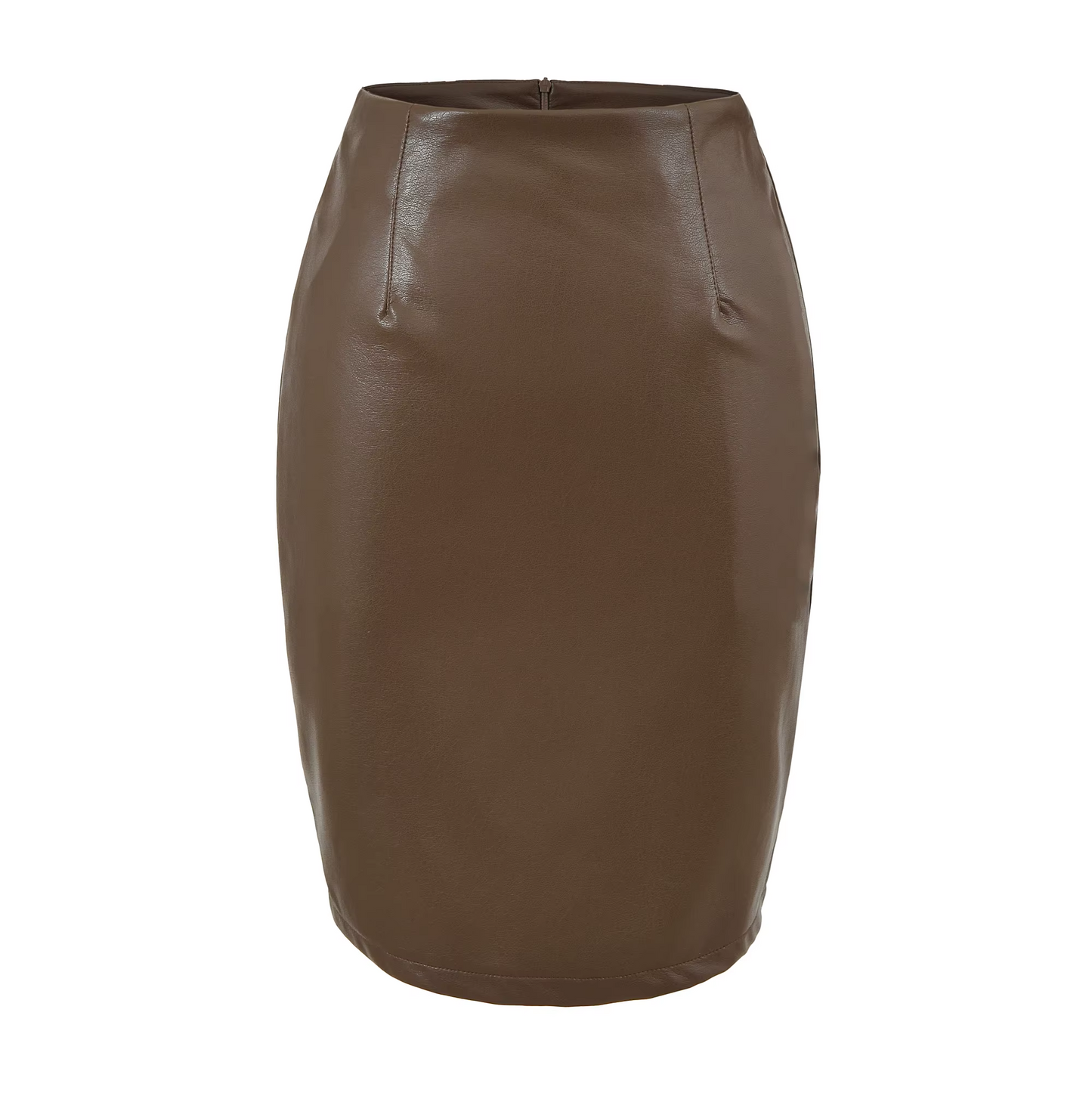 Women's Faux Leather Pencil Elegant High Waist Split Skirt