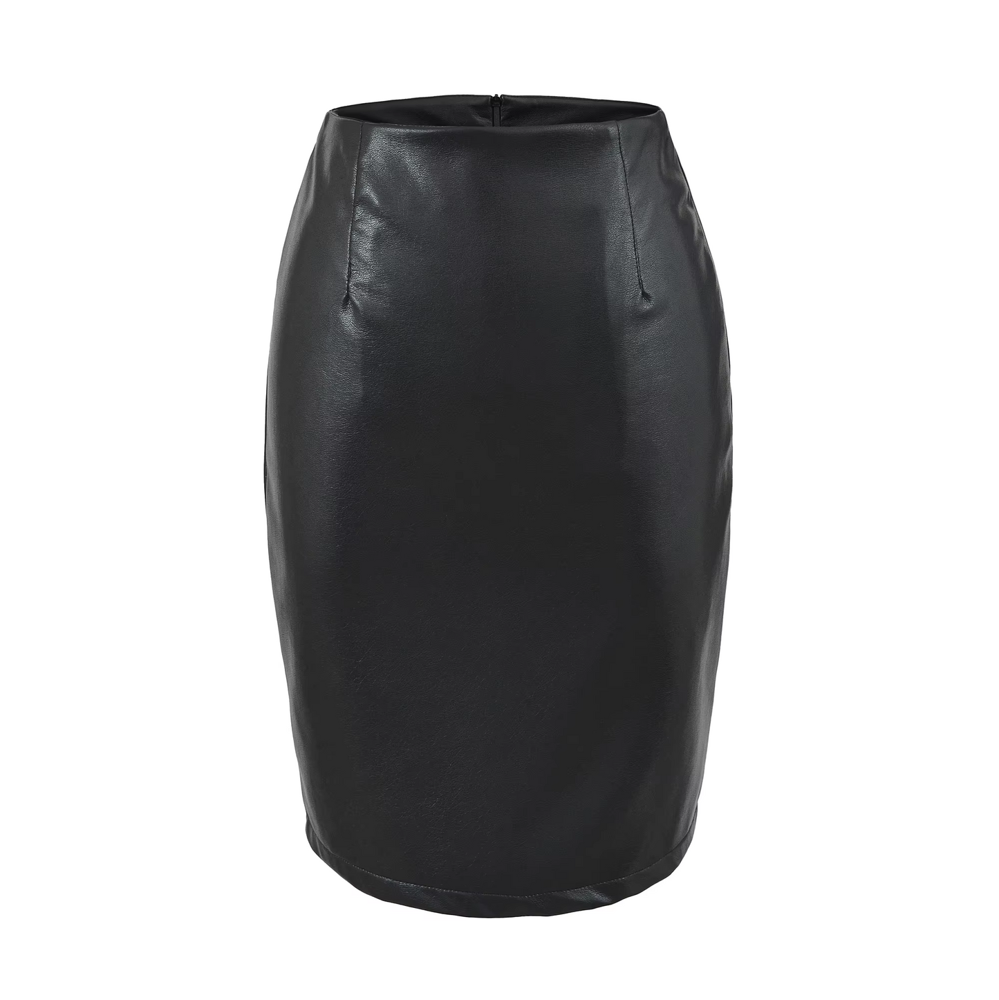 Women's Faux Leather Pencil Elegant High Waist Split Skirt