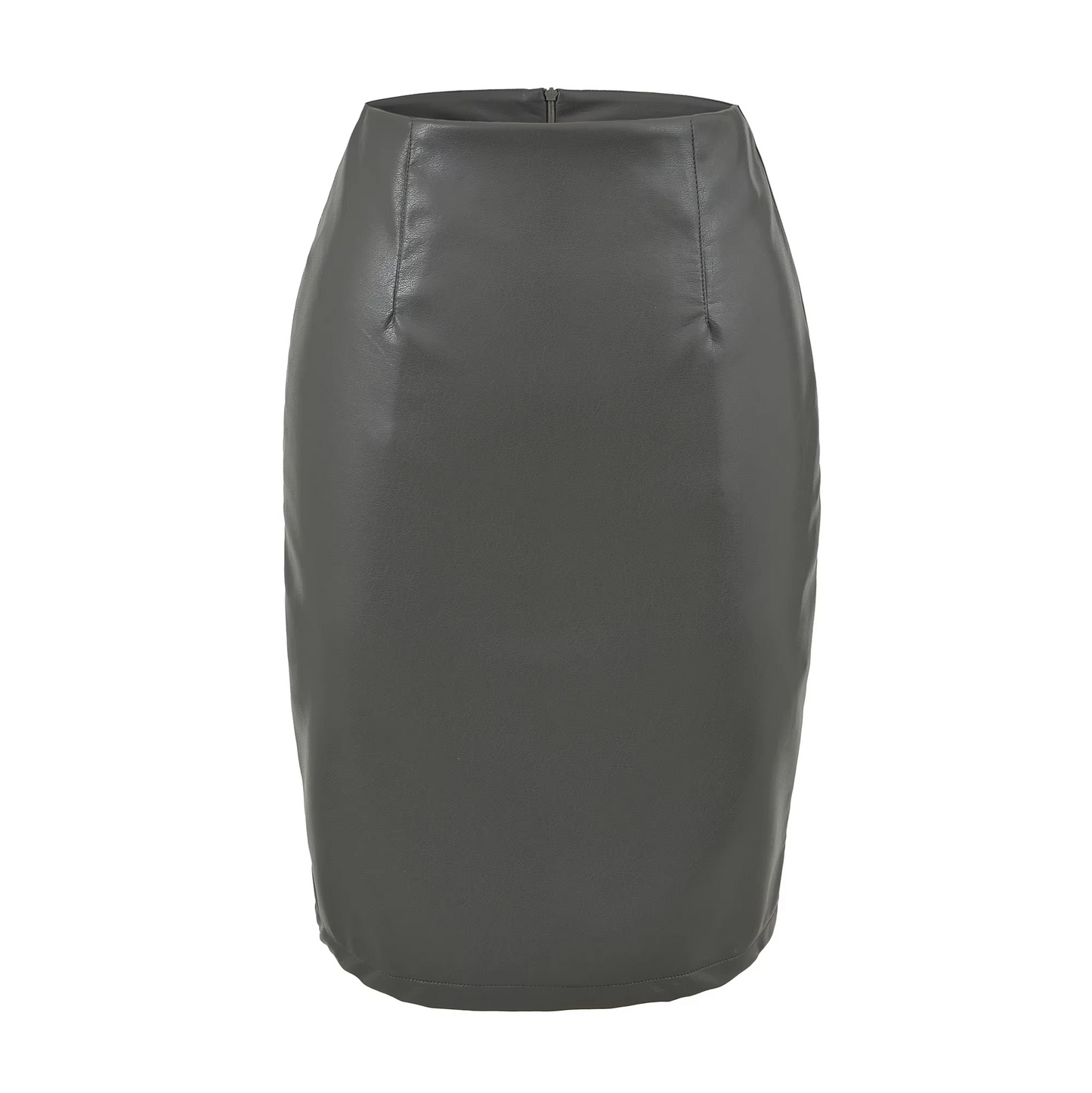 Women's Faux Leather Pencil Elegant High Waist Split Skirt