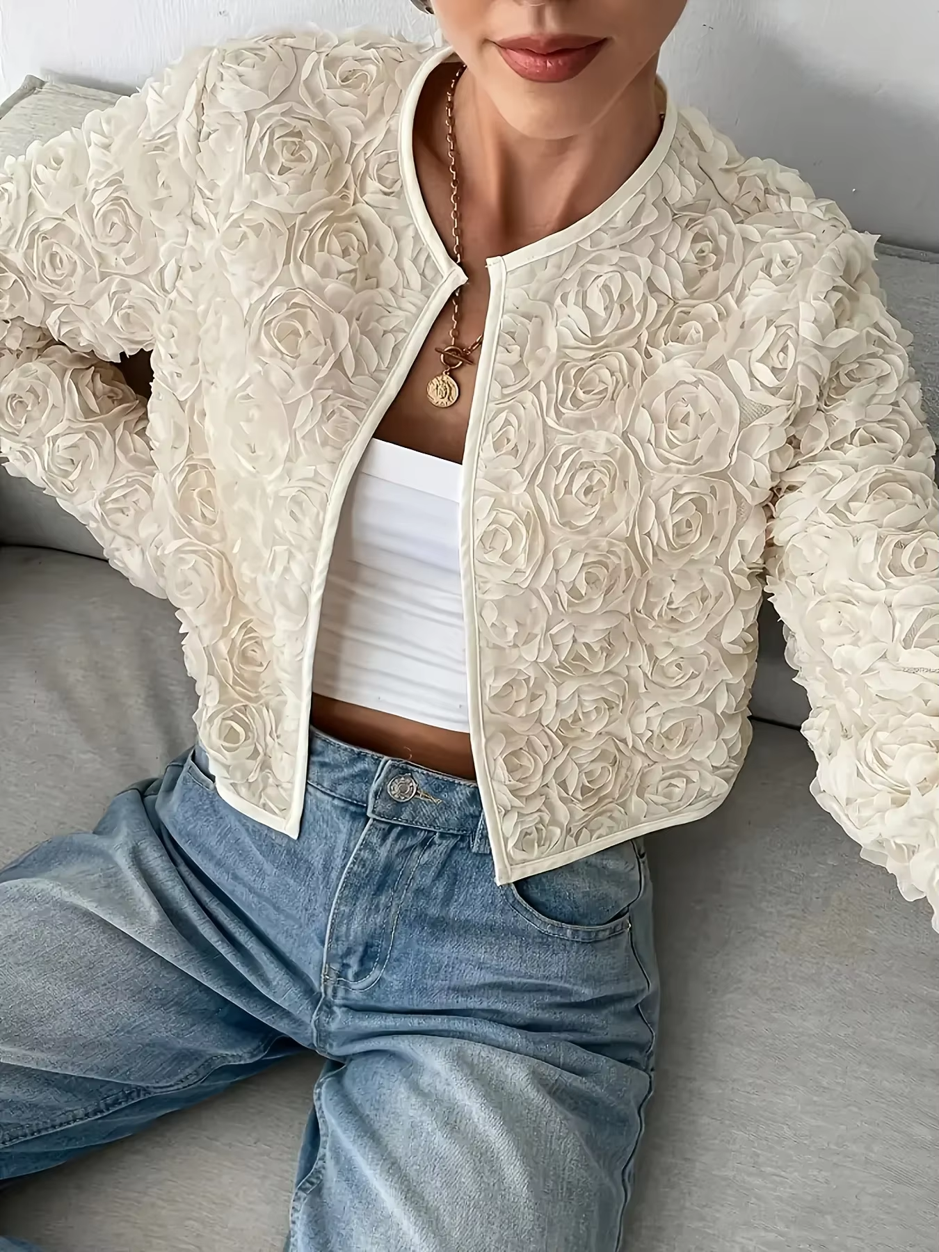 Mixed Fabric Chic Jacket