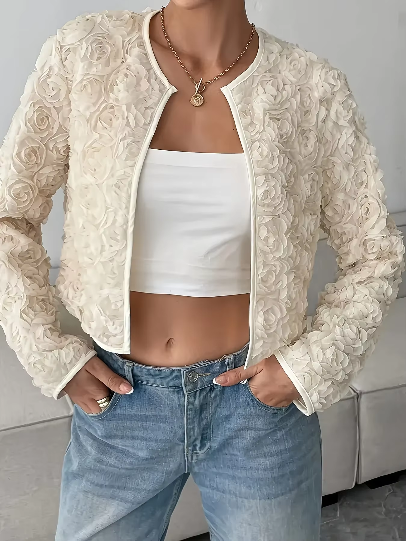 Mixed Fabric Chic Jacket