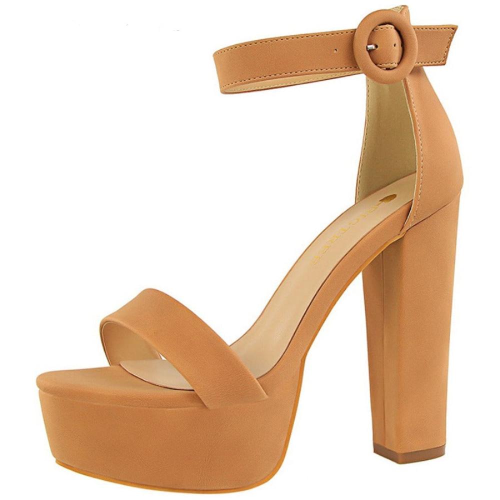 Pumps Platform High Block Buckle Heels - Easy Pickins Store