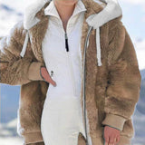 Warm Hooded Furry Faux Fur Zipper Outwear Jacket