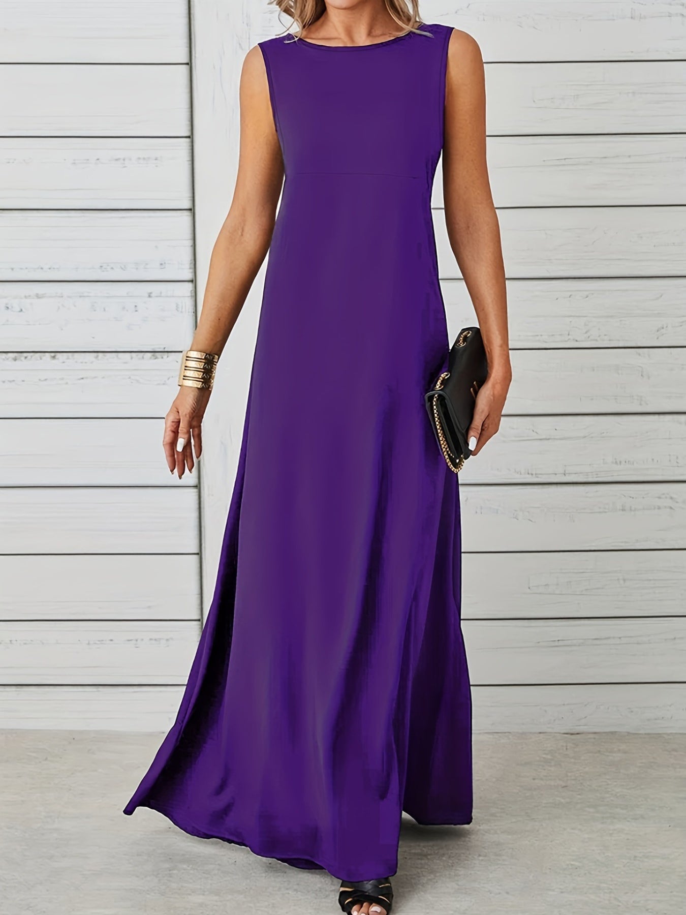 Sleeveless Flowy Maxi Dress in Violet