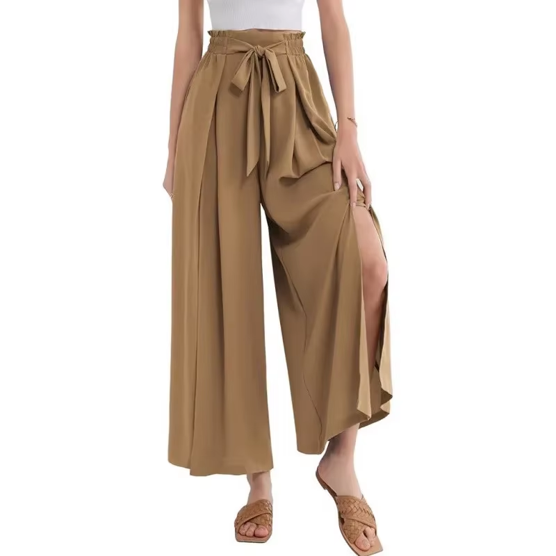 Stylish Slit Tied Slit Wide Leg Pants - Easy Pickins