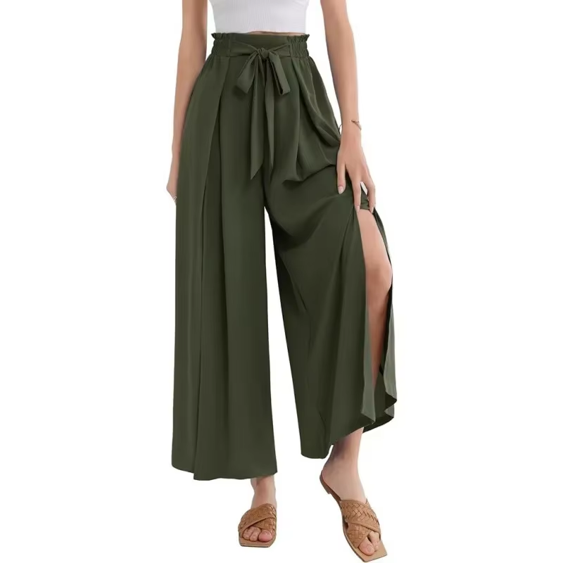 Stylish Slit Tied Slit Wide Leg Pants - Easy Pickins
