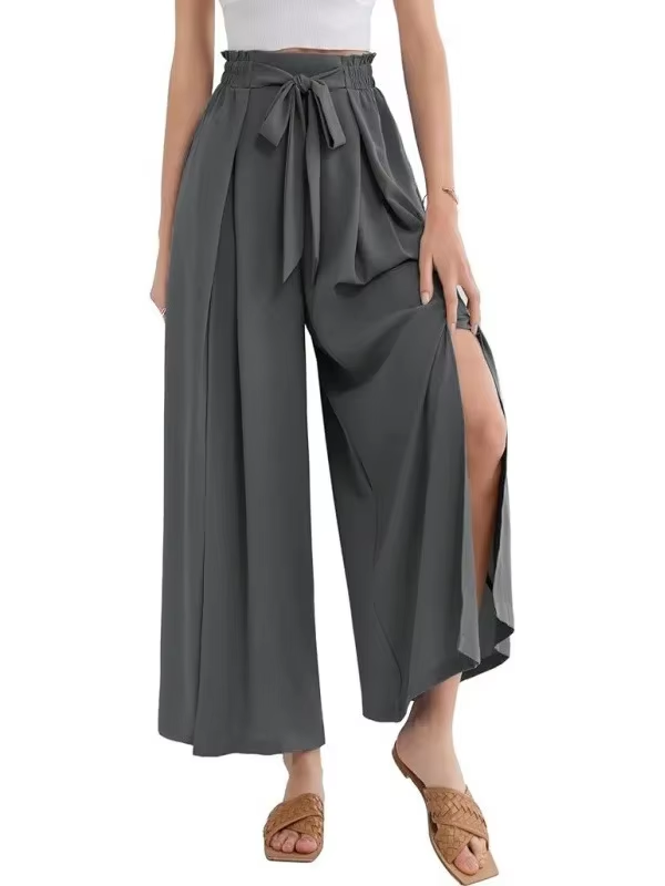 Stylish Slit Tied Slit Wide Leg Pants - Easy Pickins