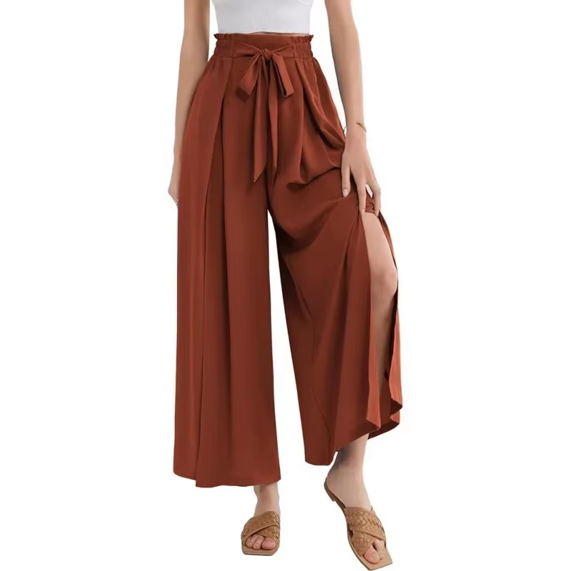 Stylish Slit Tied Slit Wide Leg Pants - Easy Pickins