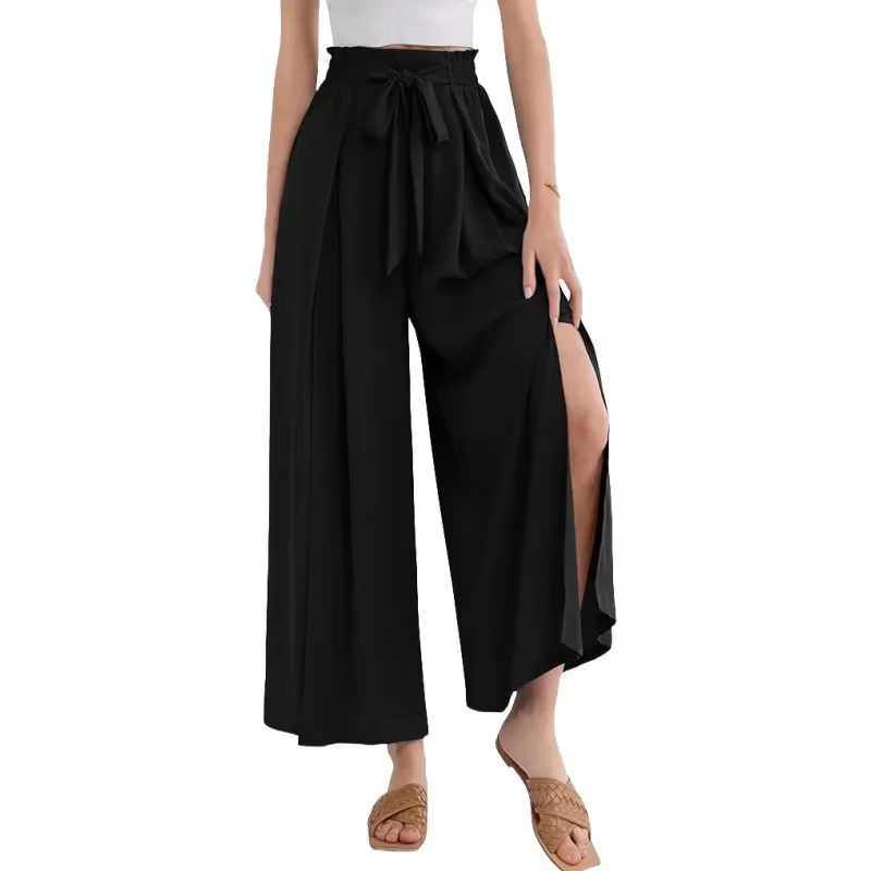 Stylish Slit Tied Slit Wide Leg Pants - Easy Pickins