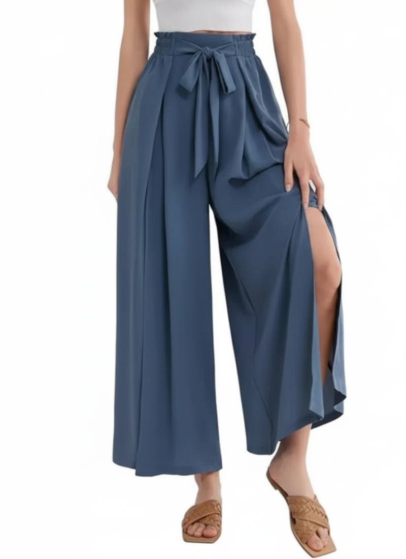 Stylish Slit Tied Slit Wide Leg Pants - Easy Pickins