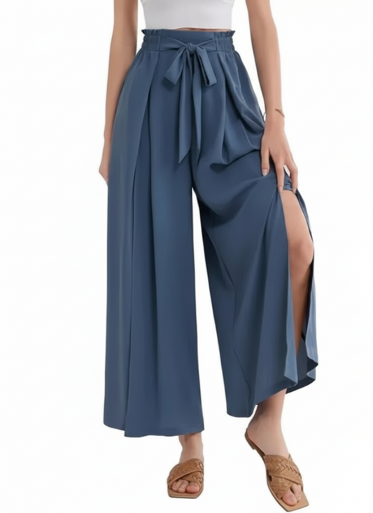 Stylish Slit Tied Slit Wide Leg Pants - Easy Pickins