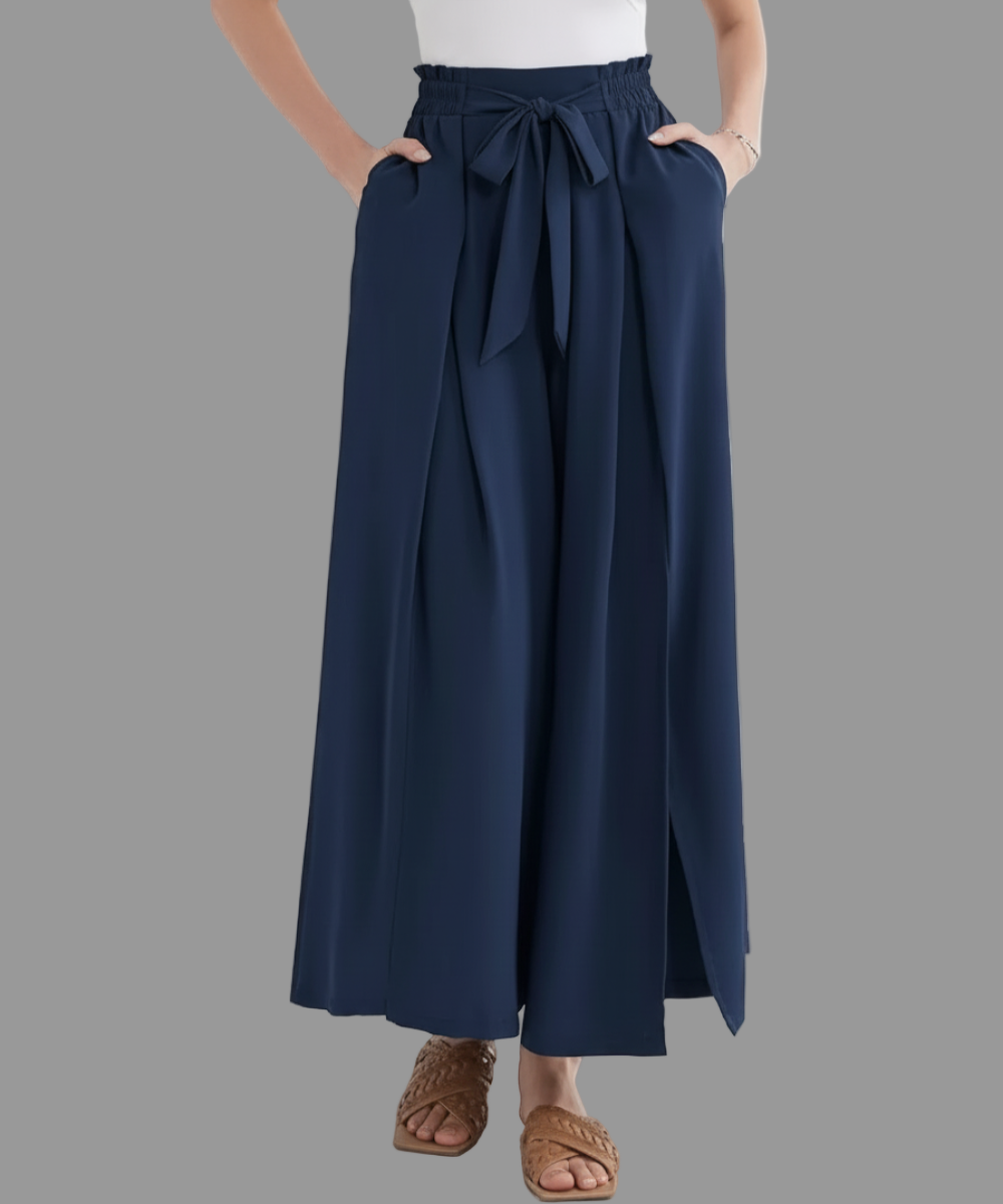 Stylish Slit Tied Slit Wide Leg Pants - Easy Pickins