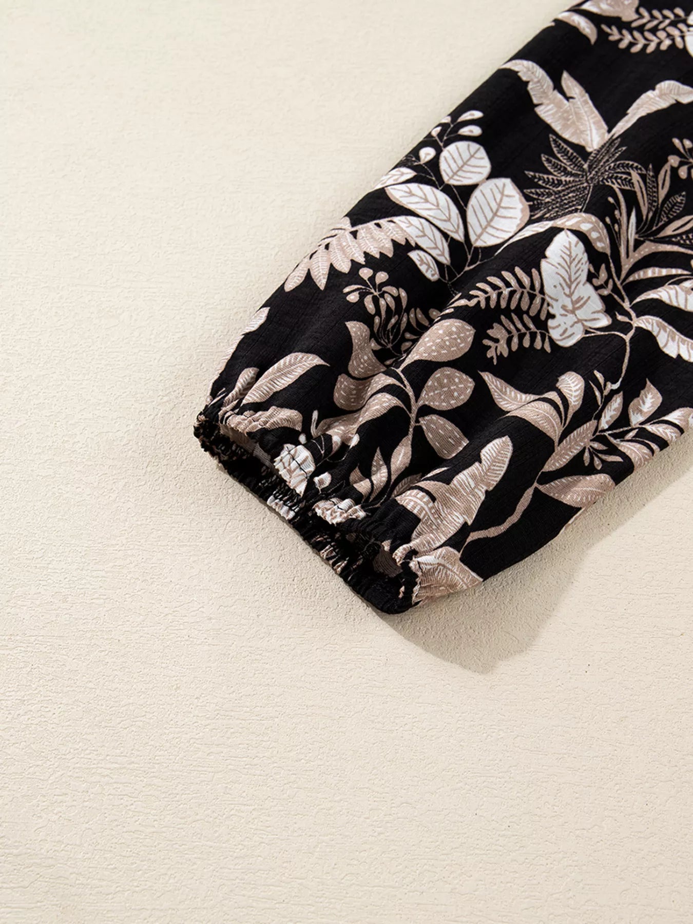 3/4 Sleeve Botanical Print Split Neck Loose Mini Dress | Easy Pickins