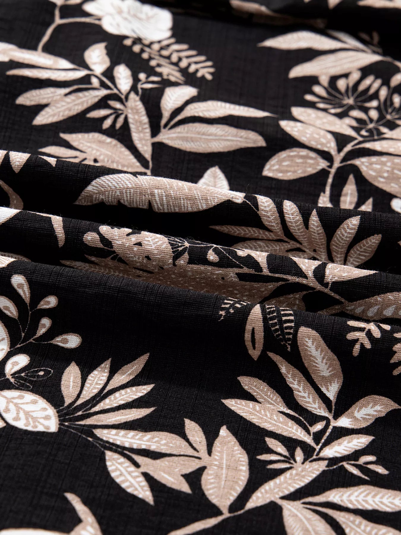 3/4 Sleeve Botanical Print Split Neck Loose Mini Dress | Easy Pickins