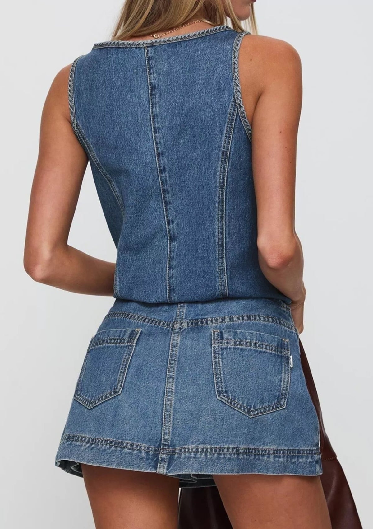 Tie-Front Tank and Skirt Denim Set