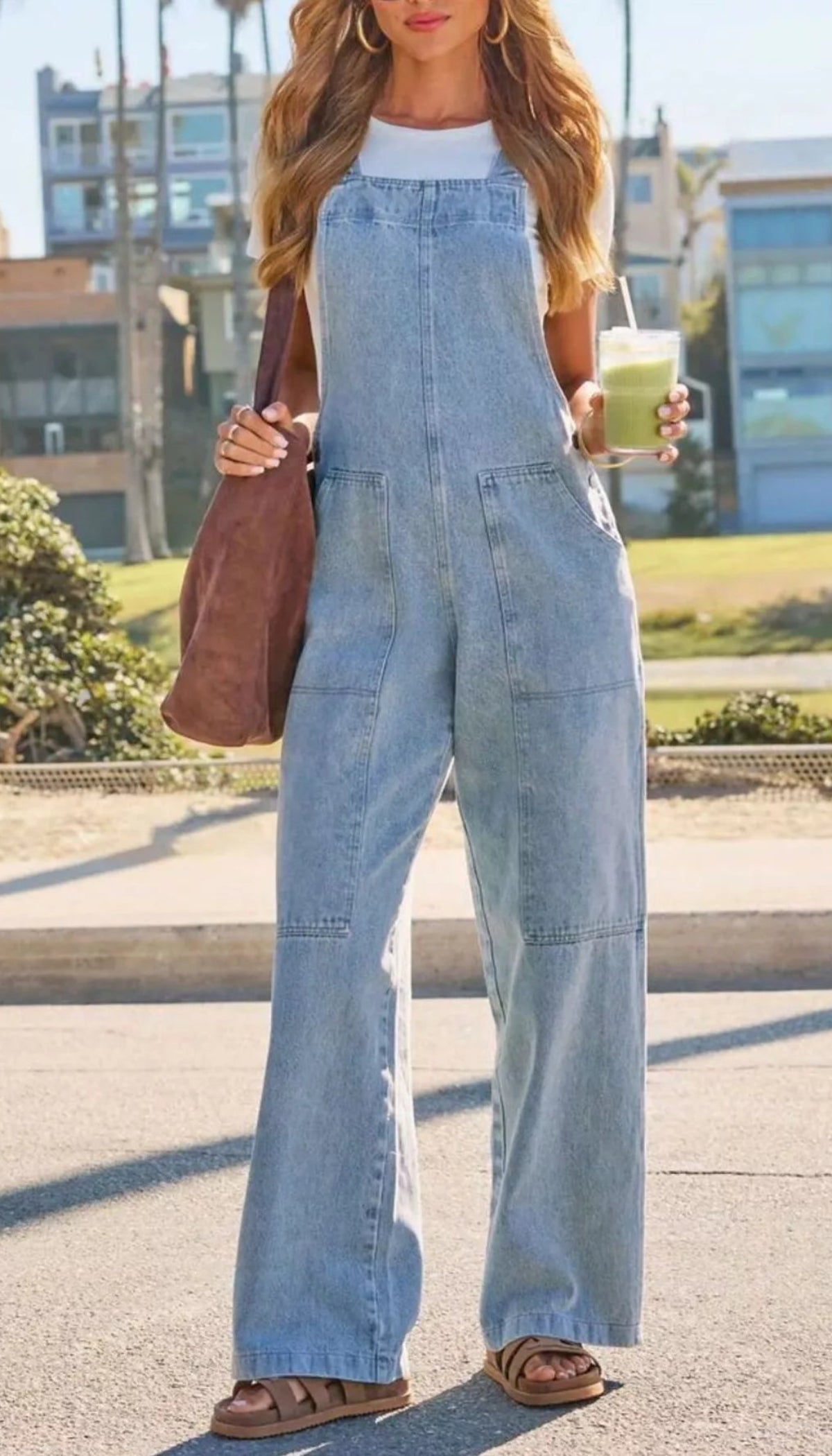 Wash Wide-Leg Denim Overall