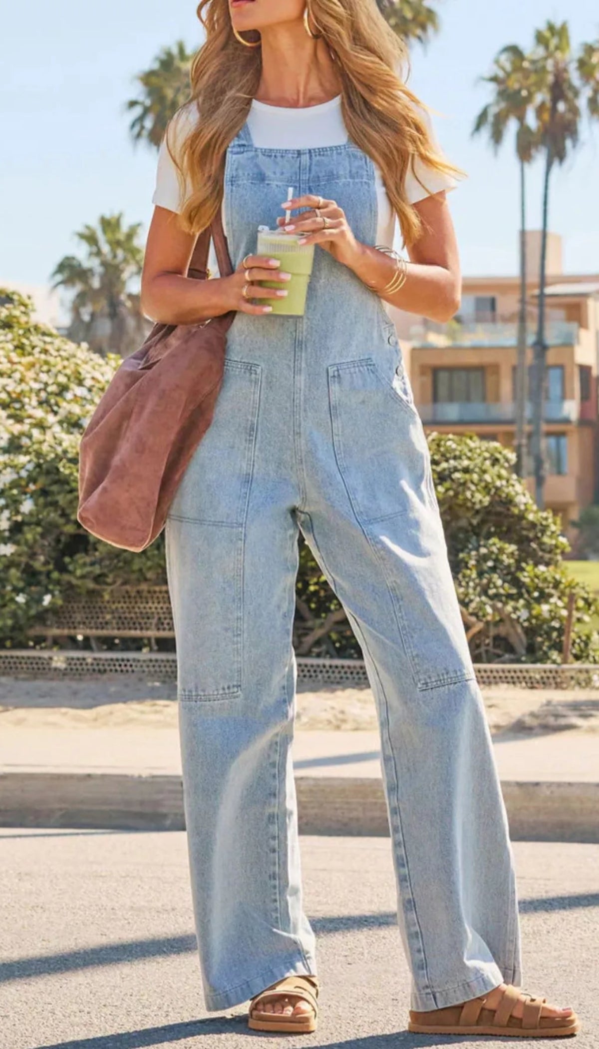 Wash Wide-Leg Denim Overall