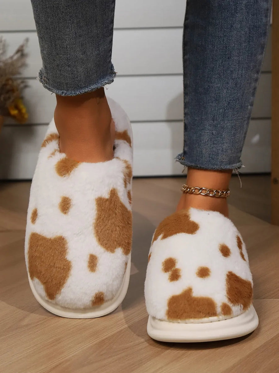 Animal Print Faux Fur Slippers - Easy Pickins Store