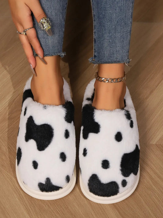 Animal Print Faux Fur Slippers - Easy Pickins Store