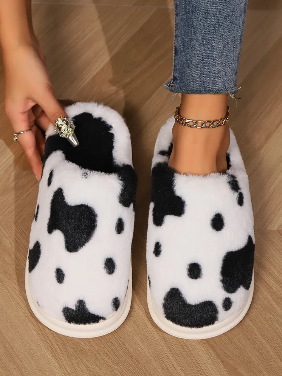 Animal Print Faux Fur Slippers - Easy Pickins Store