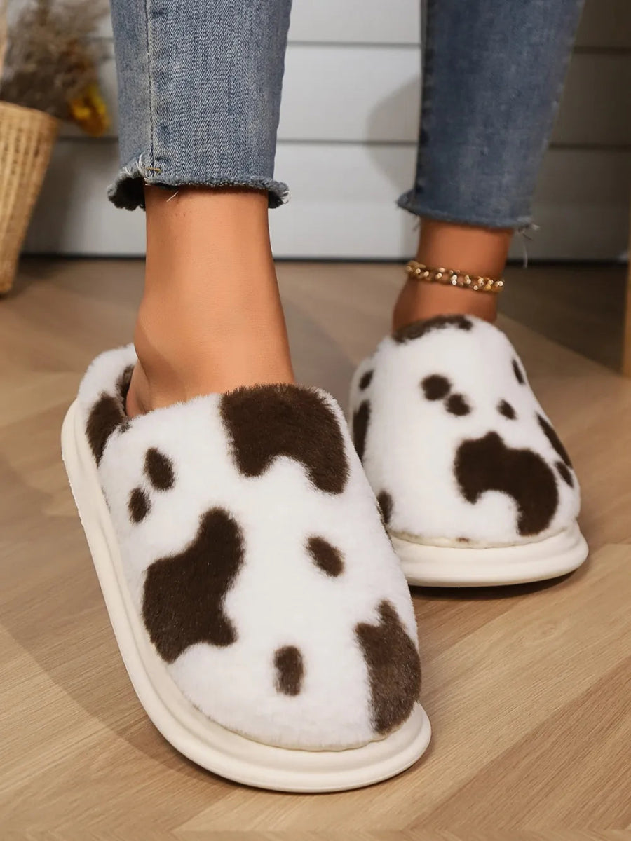 Animal Print Faux Fur Slippers - Easy Pickins Store